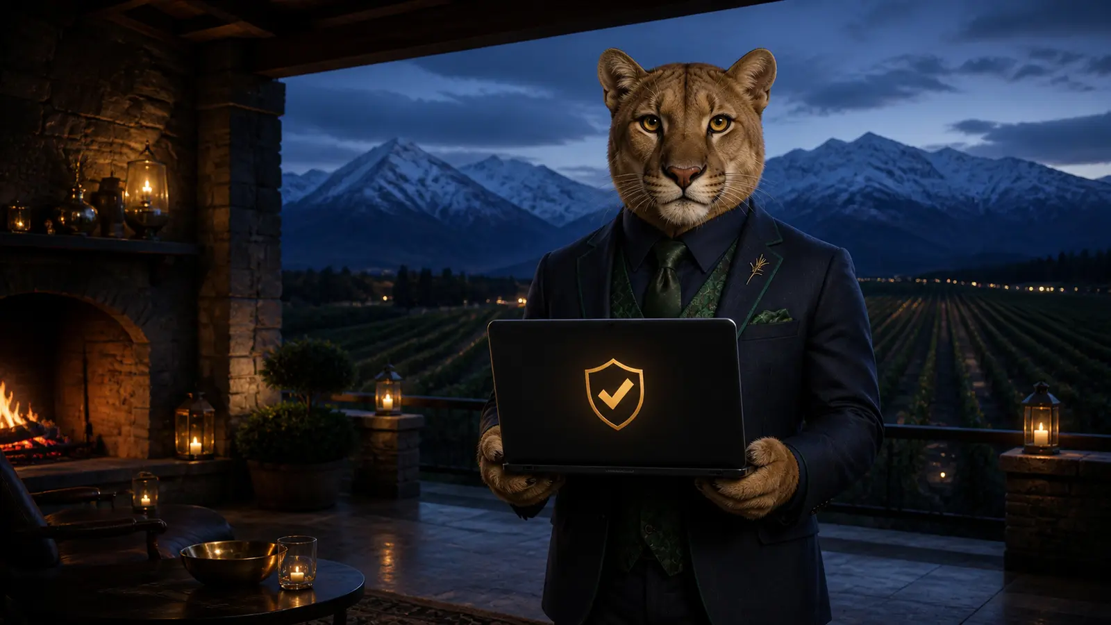 Puma en un viñedo de Mendoza durante el registro en Bizzo Casino Argentina
